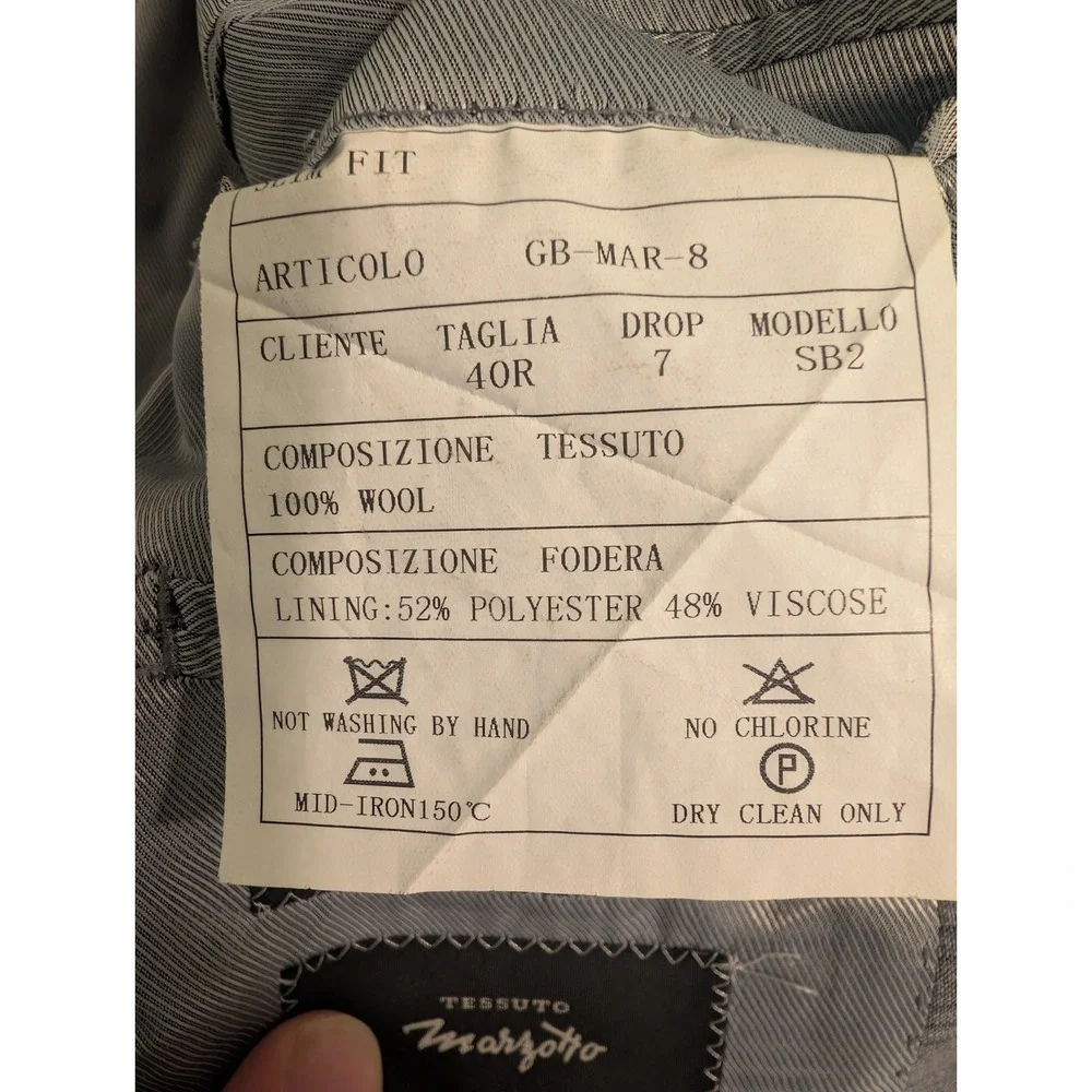 Giovanni Bresciani Mens Suit 40R Slim Fit Solid Gray Wool Jacket Italy